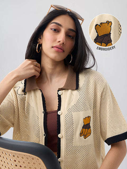 Open knit shirt Happy Pooh Women Shirts