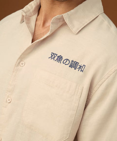 Embroidered Harmony Fish Men Relaxed Shirts