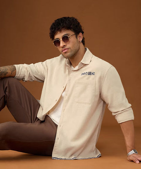 Embroidered Harmony Fish Men Relaxed Shirts