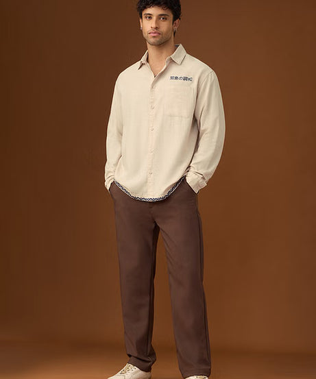 Embroidered Harmony Fish Men Relaxed Shirts