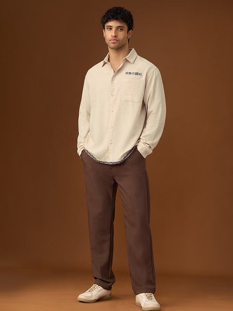 Embroidered Harmony Fish Men Relaxed Shirts