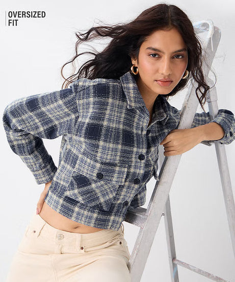 Plaid Indigrid Women Shackets