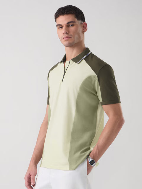 Colourblock Polo Matcha Polos