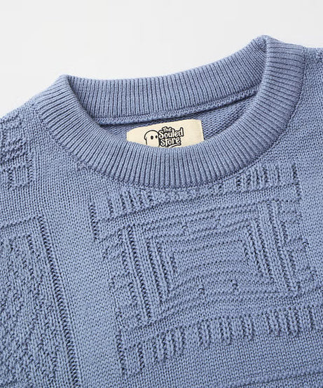 Jacquard Knit Indie Azure Oversized Pullovers