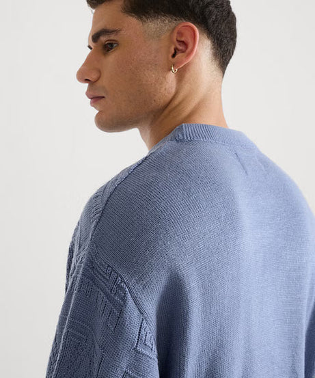 Jacquard Knit Indie Azure Oversized Pullovers