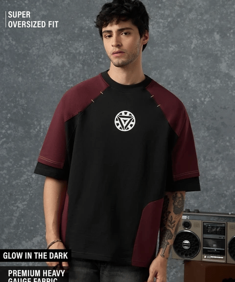 Iron Man Glow Logo Super Oversized T-Shirts