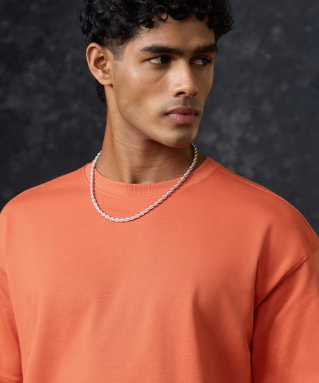 Solids Sunset Orange Oversized T-Shirts