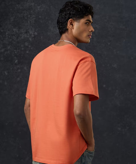 Solids Sunset Orange Oversized T-Shirts