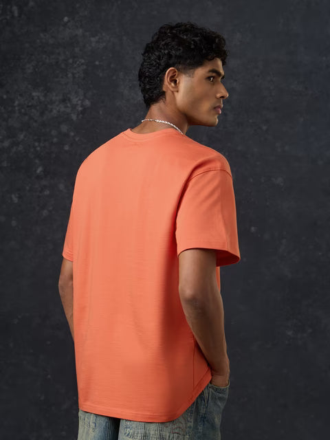 Solids Sunset Orange Oversized T-Shirts