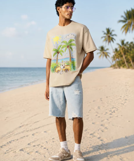 Peanuts Crayon Van Oversized T-Shirts