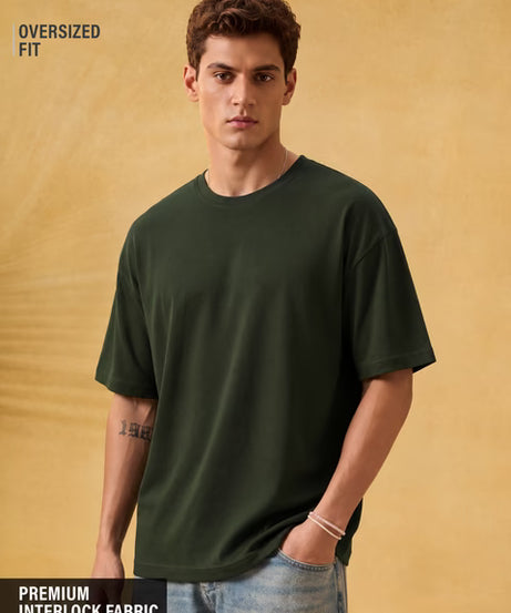Premium Essentials Olive Oversized T-Shirts