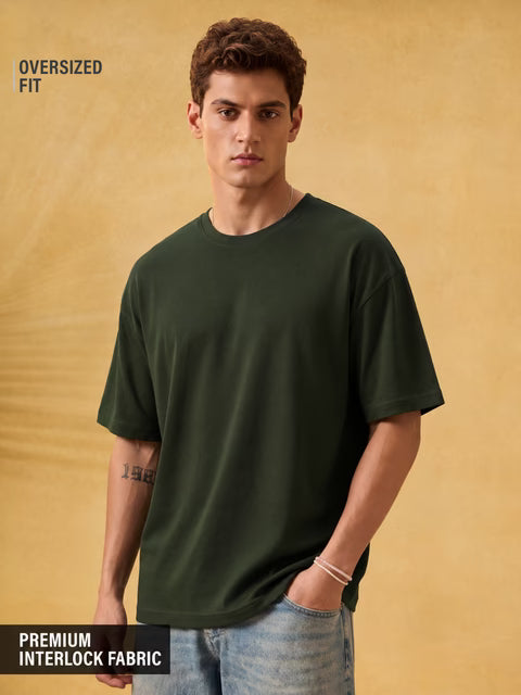 Premium Essentials Olive Oversized T-Shirts
