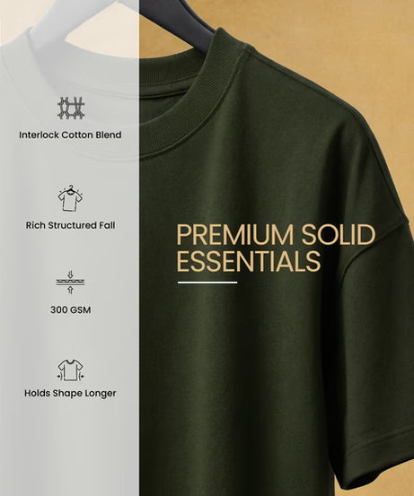 Premium Essentials Olive Oversized T-Shirts