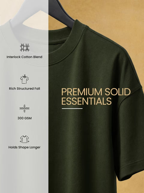 Premium Essentials Olive Oversized T-Shirts