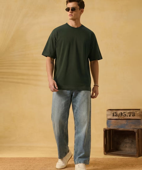 Premium Essentials Olive Oversized T-Shirts