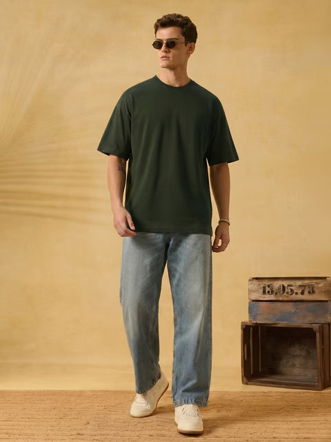 Premium Essentials Olive Oversized T-Shirts