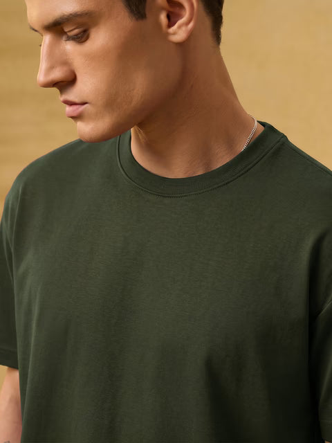Premium Essentials Olive Oversized T-Shirts