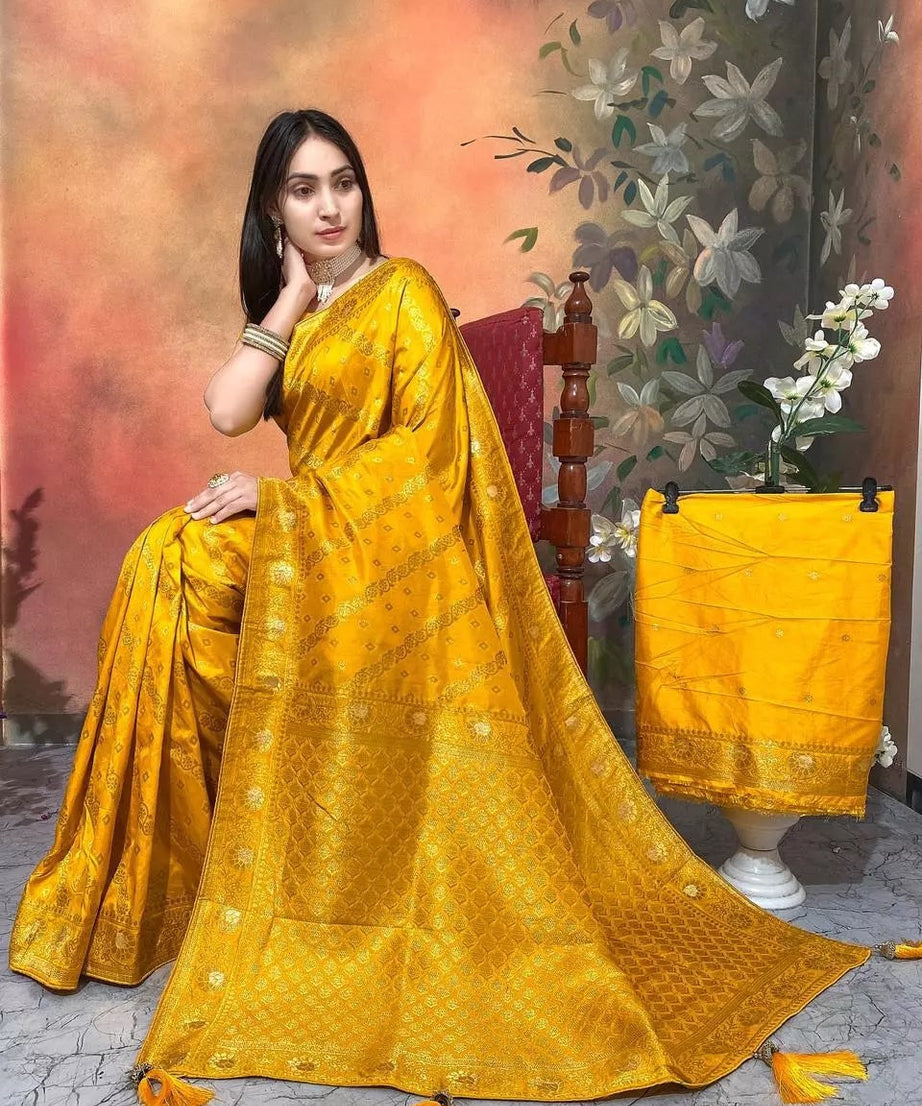Ethnic Party Wear Indian Dola Silk Saree & Blouse