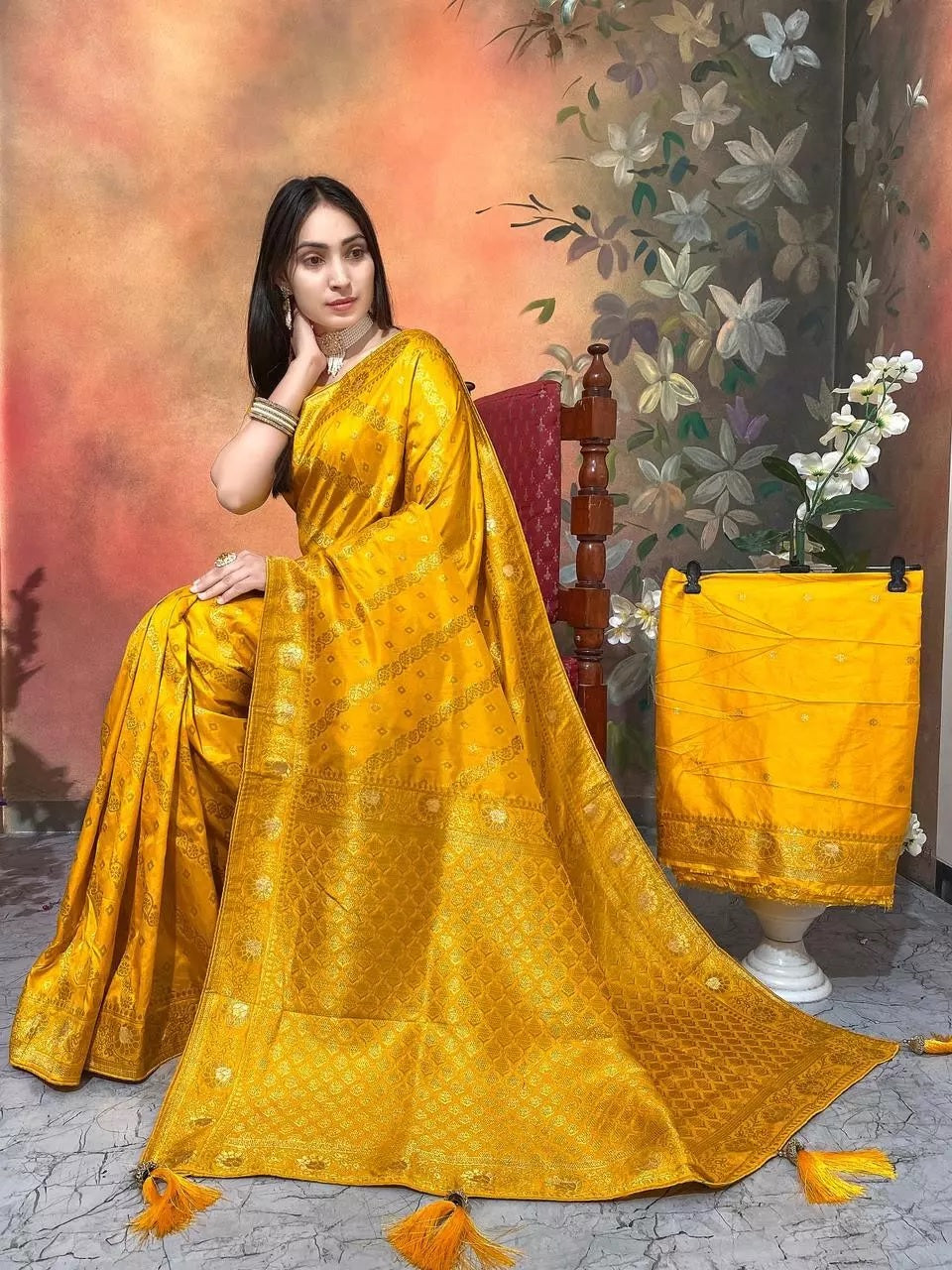 Ethnic Party Wear Indian Dola Silk Saree & Blouse