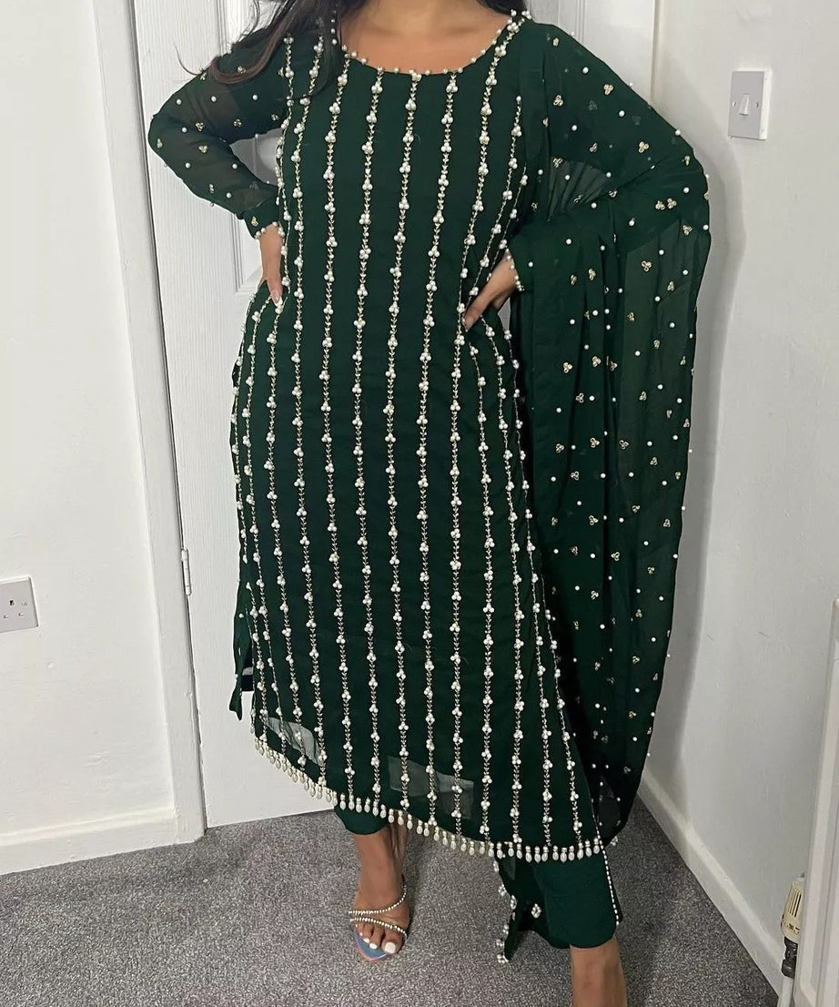 Full Stitched Faux Georgette Top Pant & Dupatta