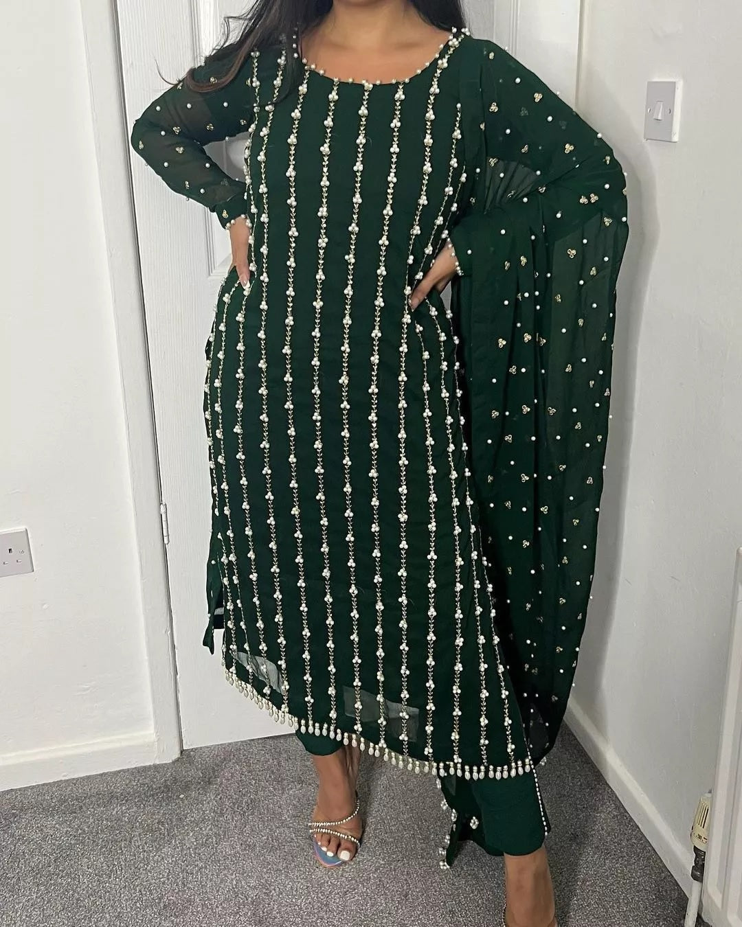 Full Stitched Faux Georgette Top Pant & Dupatta