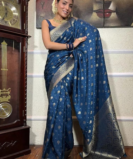 Traditional  Designer Wedding Banarasi Soft Silk Saree & Blouse