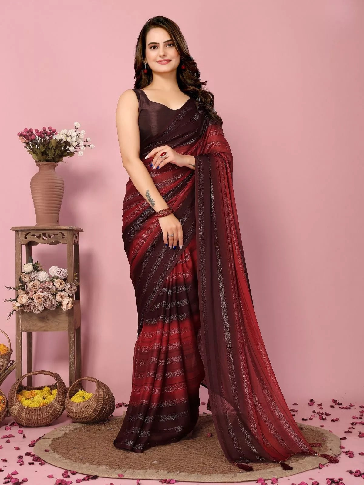 Traditional Rangoli Zari Silk Saree Blouse