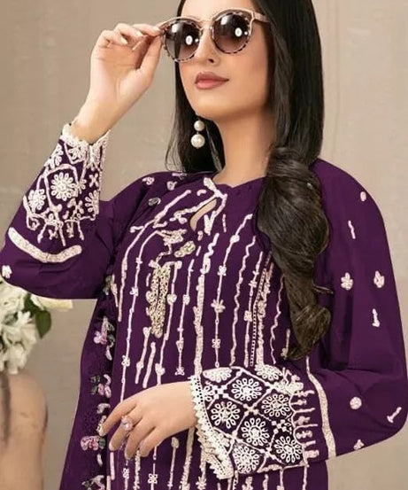 Georgette With Embroidery Sequence Work Top Bottom Dupatta