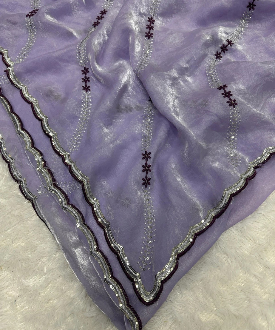 Soft Space Silk Beautiful Designer Light Color's Sari With Blouse