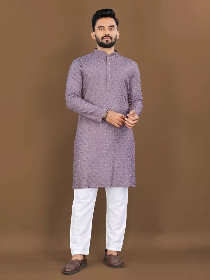 Bollywood Classic Full Stitched Rayon Kurta Pajama Set For Men's