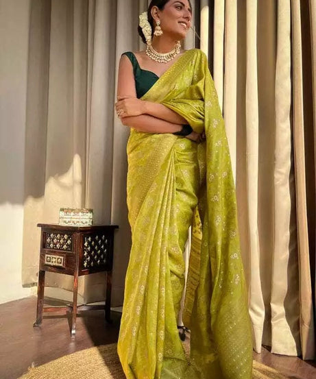 Women's Designer Banarasi Soft Silk Sari With Blouse