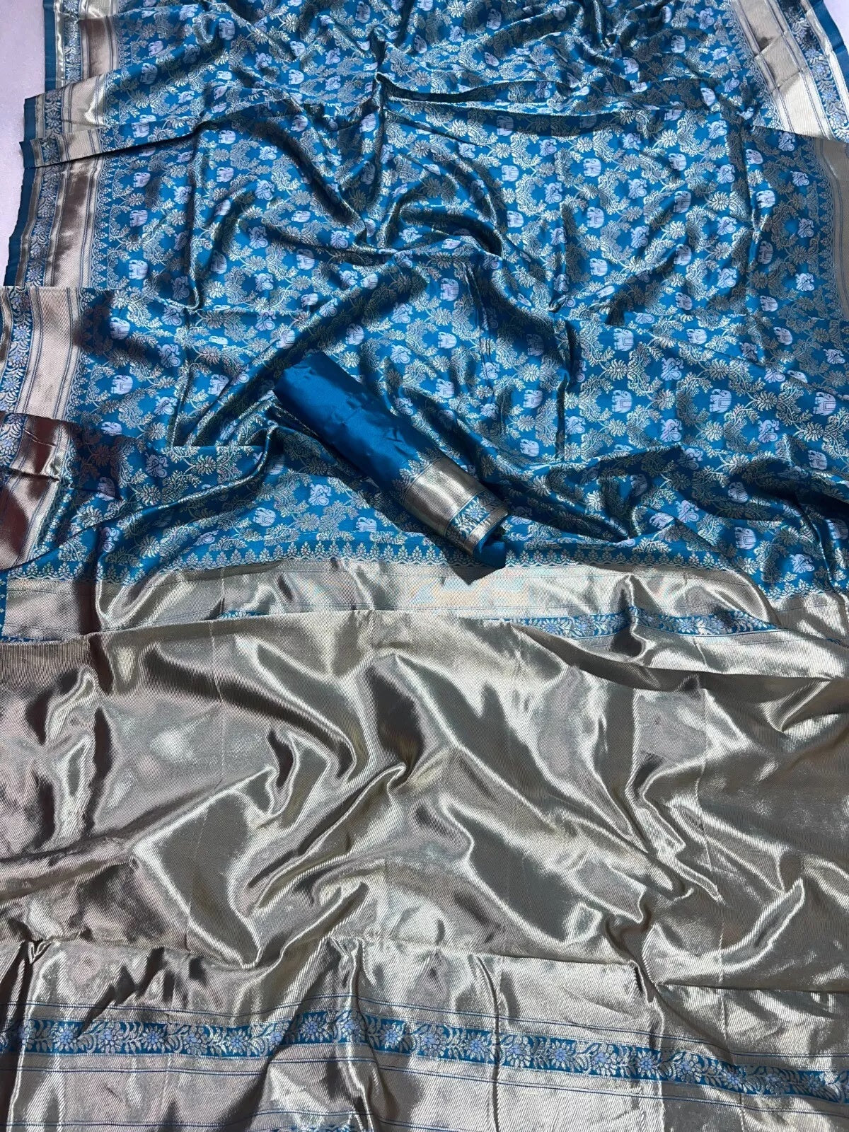 Banarasi Soft Silk Traditional Saree , Designer Party Wear Saree & Blouse
