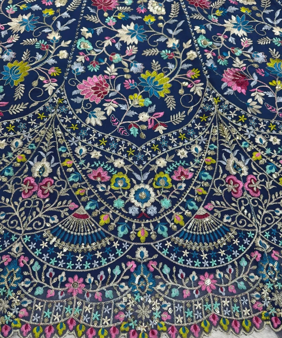 Georgette With Thread Sequence Work Lehenga Blouse & Dupatta