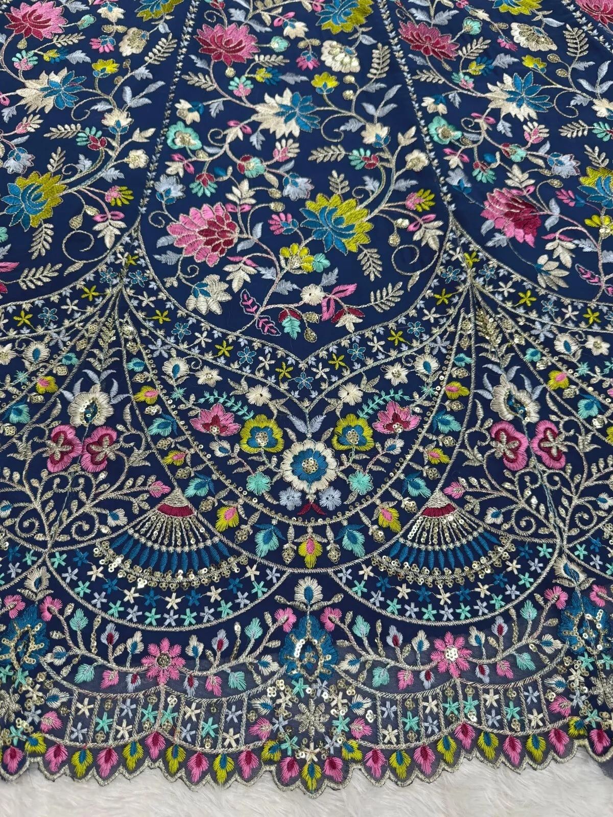 Georgette With Thread Sequence Work Lehenga Blouse & Dupatta