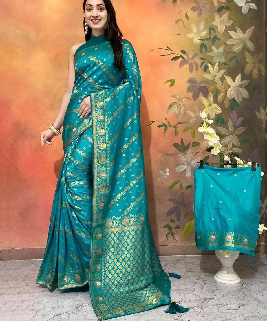 Ethnic Party Wear Indian Dola Silk Saree & Blouse