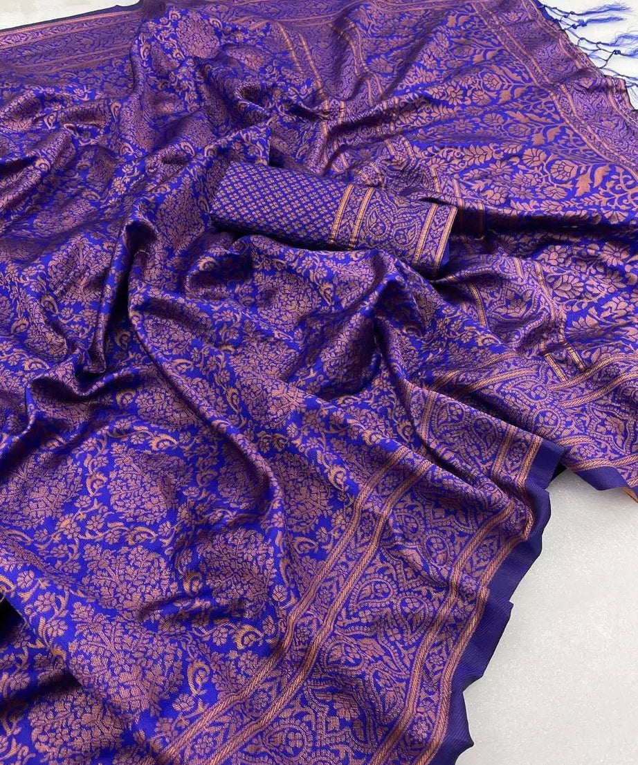 Designer Wedding Banarasi Soft Silk Saree With Blouse