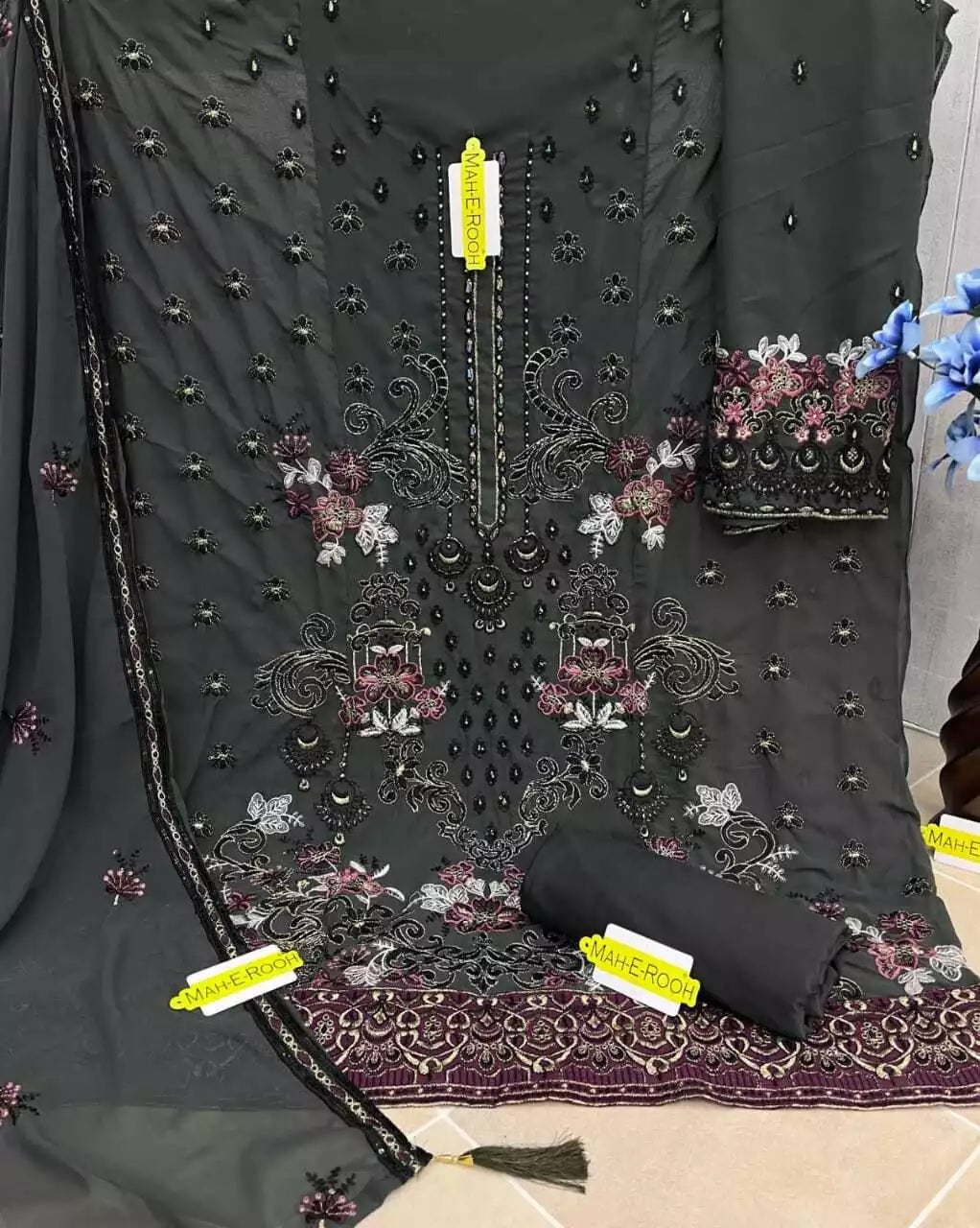 Georgette With Embroidery Stitched Work Salwar Kameez Suit