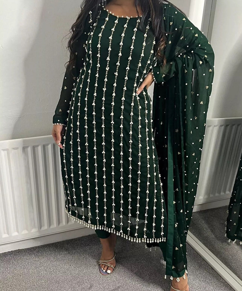 Full Stitched Faux Georgette Top Pant & Dupatta