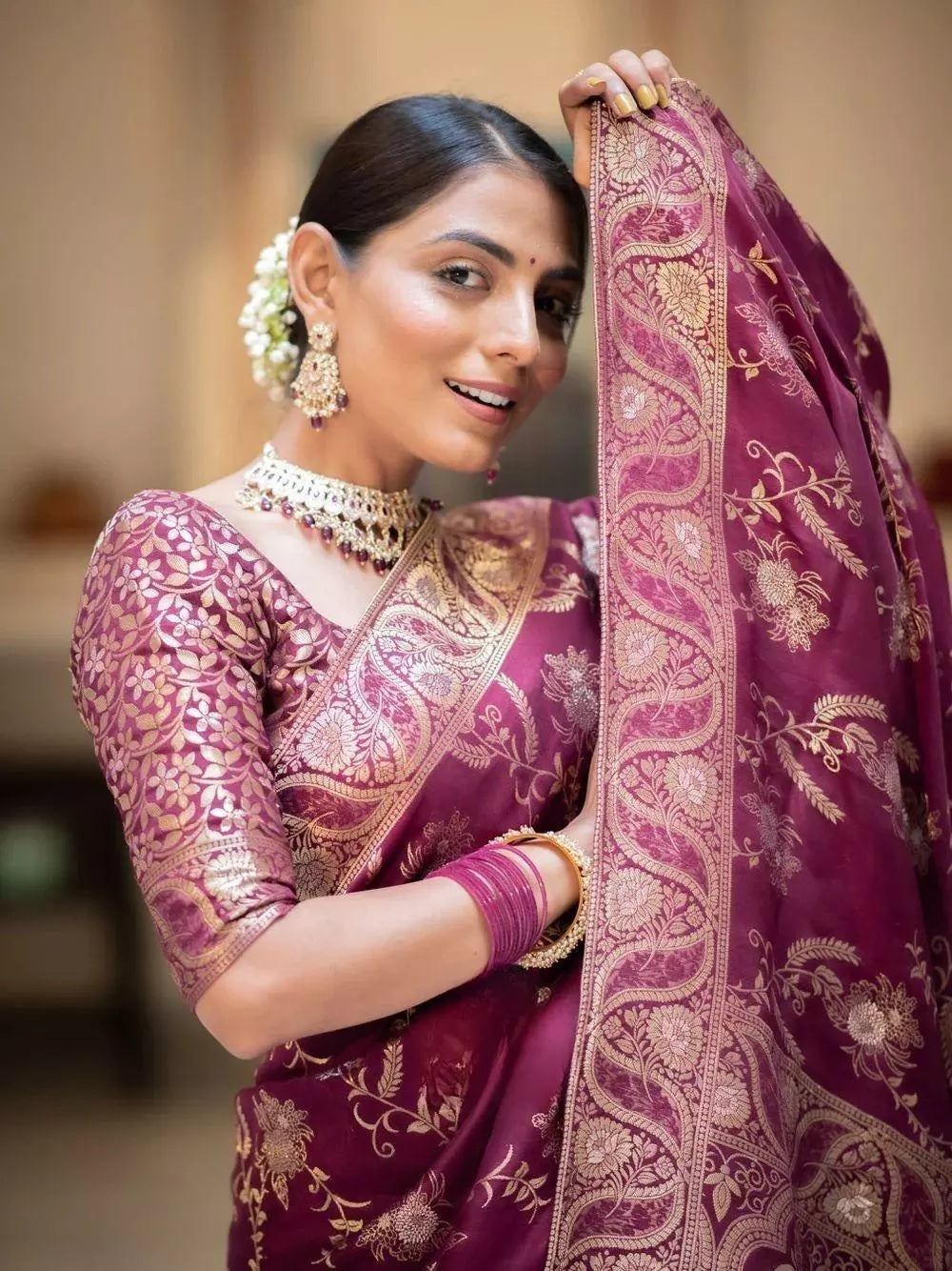 Banarasi Soft Silk Wedding Function Saree & Blouse