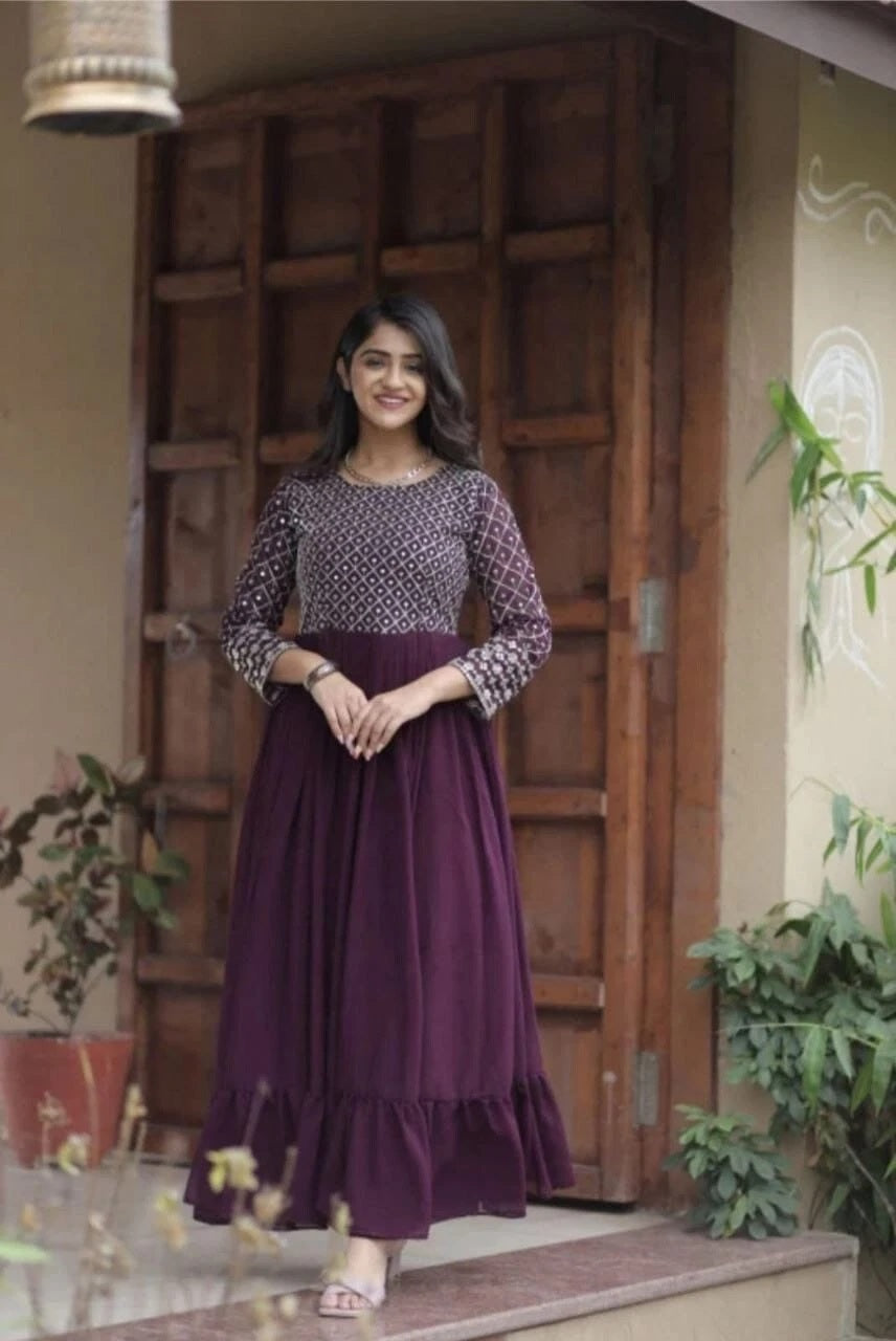 Classic Beautiful Party Wear, Beach Wear Embroidered Long Top Dress