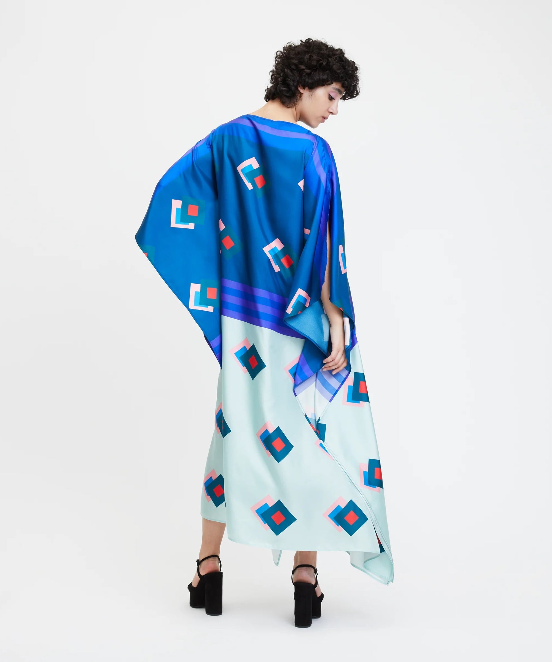 Soft Satin Silk Women's Printed Long Kaftan