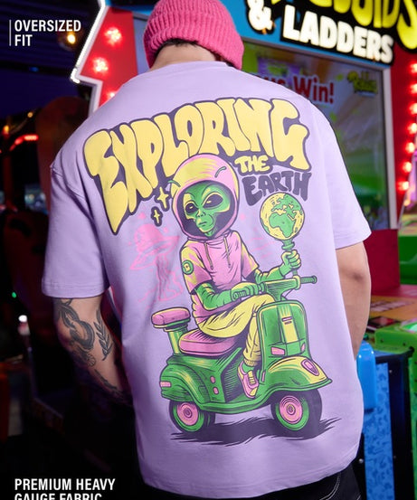 Alien Invasion Exploring Earth Oversized T-Shirts