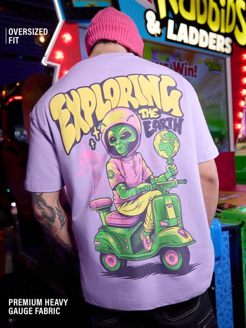 Alien Invasion Exploring Earth Oversized T-Shirts