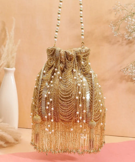 Designer Heavy Golden Work Potli Bag