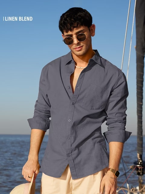 Cotton Linen Dark Grey Shirts