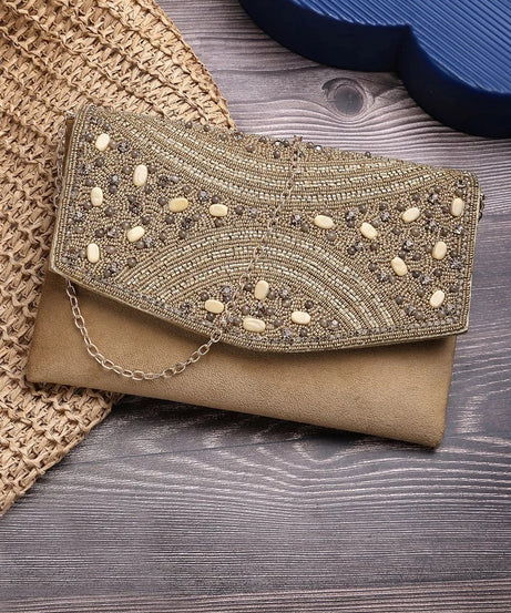 Adorn Embellished Suede Clutch