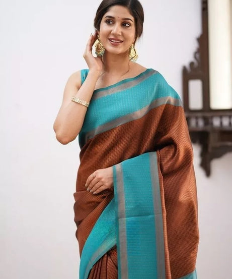 Soft Lichi Silk Jacquard Work Saree & Blouse