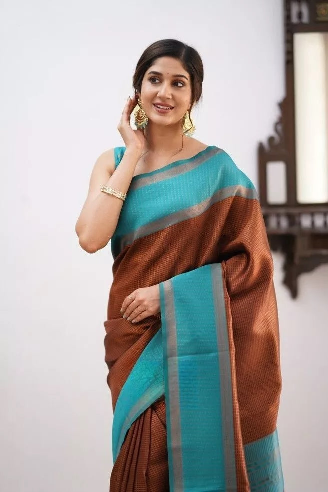 Soft Lichi Silk Jacquard Work Saree & Blouse