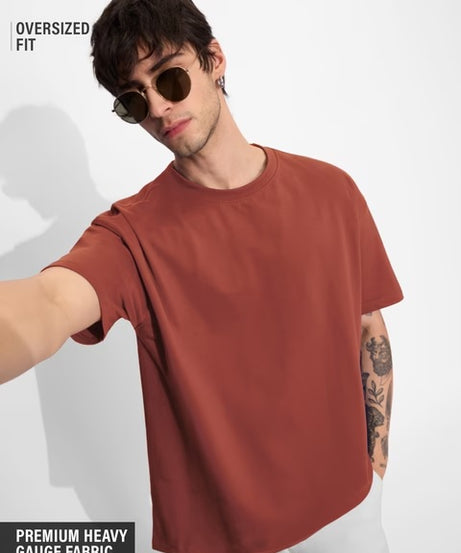 Solids Spicy Red Oversized T-Shirts