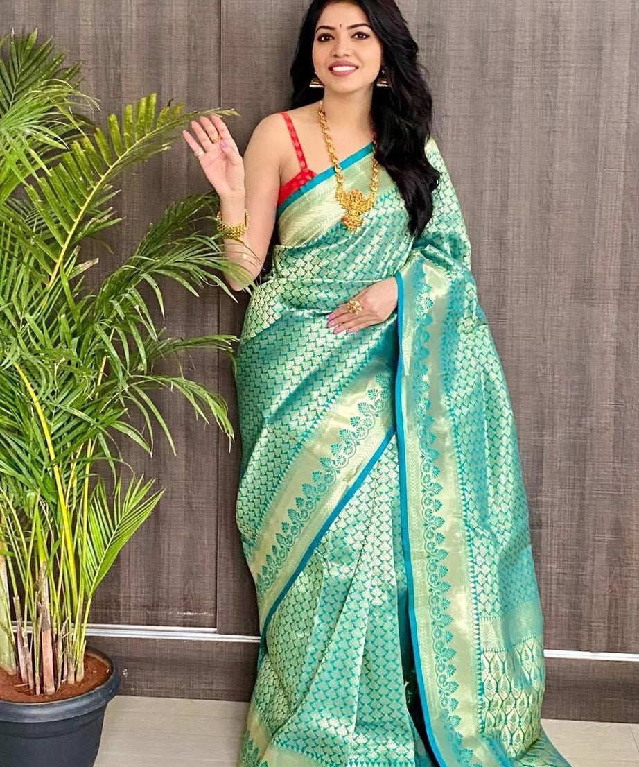Designer Classic Look Pure Silk Saree, Indian Wedding Sari Blouse